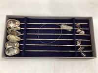 Set of (6) Vintage Japanese Sterling Silver Straw/
