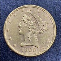1900 Liberty Head Variety 2 $5 Gold Coin