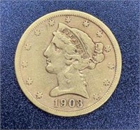 1903-S Liberty Head Variety 2 $5 Gold Coin