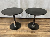 Pair of Black Metallic Round Occasional Tables New