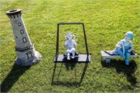 Garden Figurines- Lighthouse, Boy on Bench &