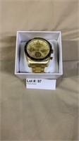 Gold Men’s Bezel Geneva Watch