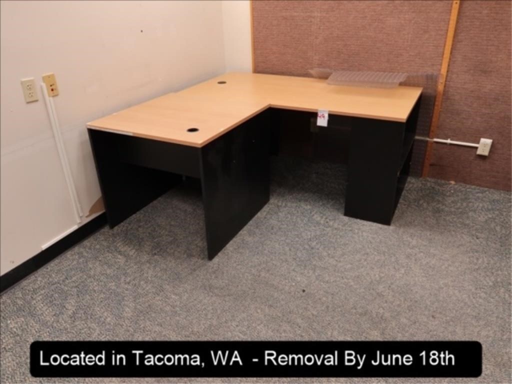 63" X 63" L-SHAPED OFFICE DESK (ITEMS ARE LOCATED
