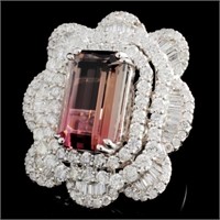 18K Gold Tourmaline & Diam Ring: 8.62ct & 4.56ctw