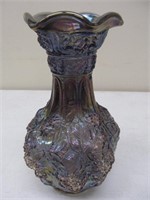 Imperial Carnival glass vase, Loganberry, 10 1/4"