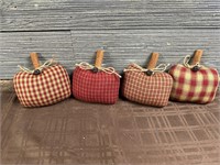 Set Of 4 Handmade Plaid Pumpkins