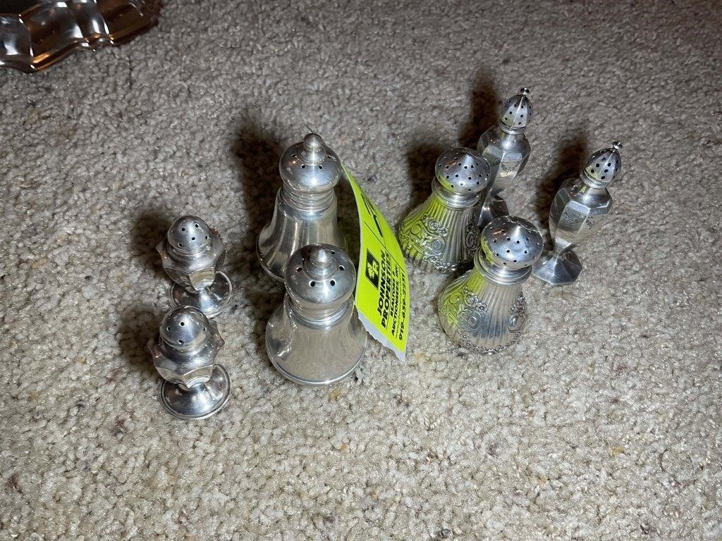 GROUP OF STERLING SALT AND PEPPER SHAKERS