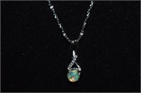 Sterling Silver Chain & Pendant w/ Moonstone &