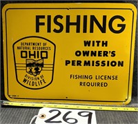 Fishing With Owners Permission Metal OH DNR Sign