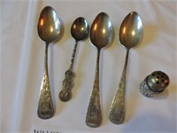 Antique Sterling Silver Spoons and SS Shaker