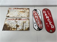 4 x Small Enamel Signs