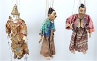 3 Thai & Japanese Hand Carved Marionettes