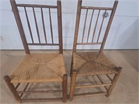 Pr wicker bottom chairs