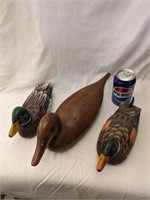 3 Decor Ducks, Largest is Ceramic, 16" long