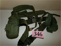 ARMY BELT WITH POUCH AND CANTEEN
