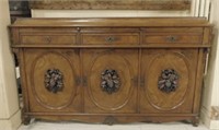 Neo Renaissance Carved Applique Walnut Sideboard.