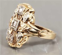 Tested 14K gold filigree ring with diamonds - 2.9