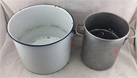 Enamelware Pot and Aluminum Deep Fryer Pot