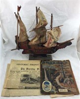 Wooden Model Ship, "Historic Front Pages" & More