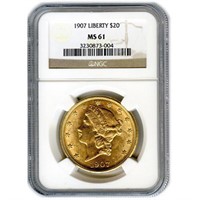 1877-1907 MS61 Liberty Gold $20.00 Double Eagle