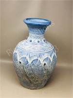 pottery vase- blue 15" tall