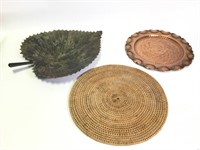 Copper Tray, Metal Leaf Tray, Coiled Reed Trivet