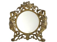 Art Nouveau Ornate Cast Iron Dresser Mirror 13"