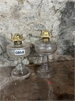 (2) CLEAR GLASS OIL LANTERNS