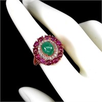 Natural Colombian Emerald  & Pigeon Blood Red Ruby