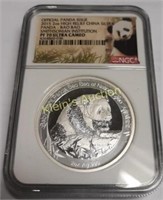 2015  2 oz. silver Panda Coin PF70 Ultra Cameo Gra