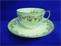 Limoges Rose Swag Tea Cup & Saucer