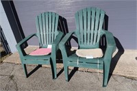 Green Plastic Lawn Chairs (2)