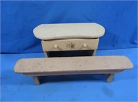 Vintage Mini Desk w/Wooden Bench