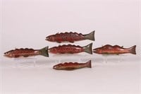 Set of 5 Fish Spearing Decoys by Floyd Osga of