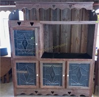 Red Barn Wood TV Cabinet w/Leaded Glass