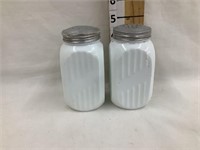 Vintage Milk Glass Shakers, 4 1/2”T
