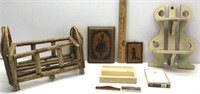 Vintage Wooden Decor: Book Holder, Shadow Pic's...