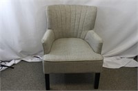 Scalloped Grey & White Upholstered Armchair