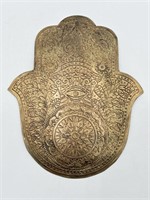 Vintage Brass Hamsa Engraved Wall Hanging