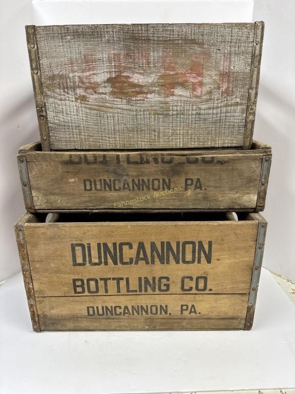 3-Duncannon Bottling Co wooden soda cases