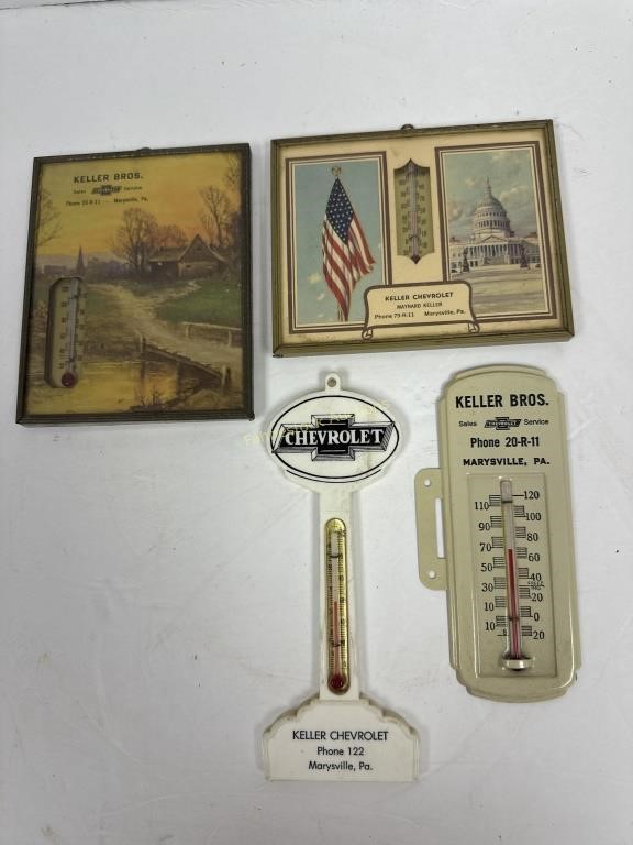 Keller Bros. Chevrolet thermometers, Marysville,