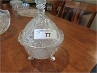 Footed glass candy dish