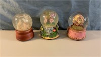 3 Snow-globe Music Boxes Birds & Floral