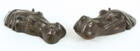 (2) Bronze Hippo Paper Weights