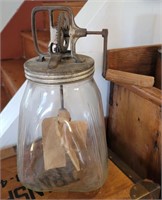 Antique glass butter churn