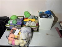 LARGE LOT OF YARN AND CONTAINERS
