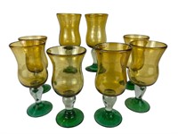 Lot of 8 Handblown Glass Goblets