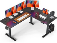 FEZIBO L Shaped Desk 63  Adjustable Height  Black