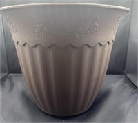 12in BROWN Plastic Vase Planter w/ Floral Pattern