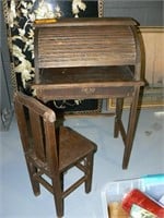 CHILD'S ROLLTOP DESK AND CHAIR